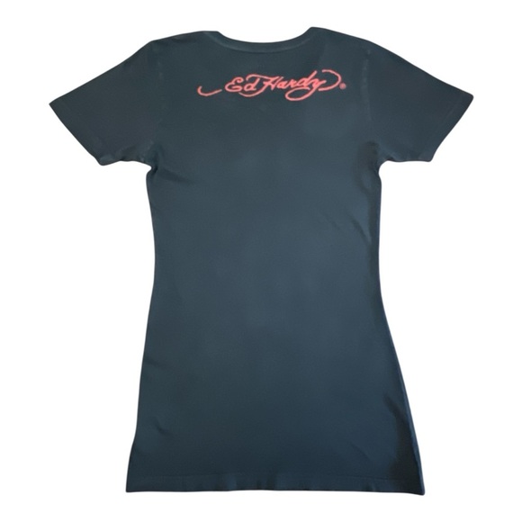 Ed Hardy Black Fitted Short Sleeve T-Shirt - Picture 3 of 5